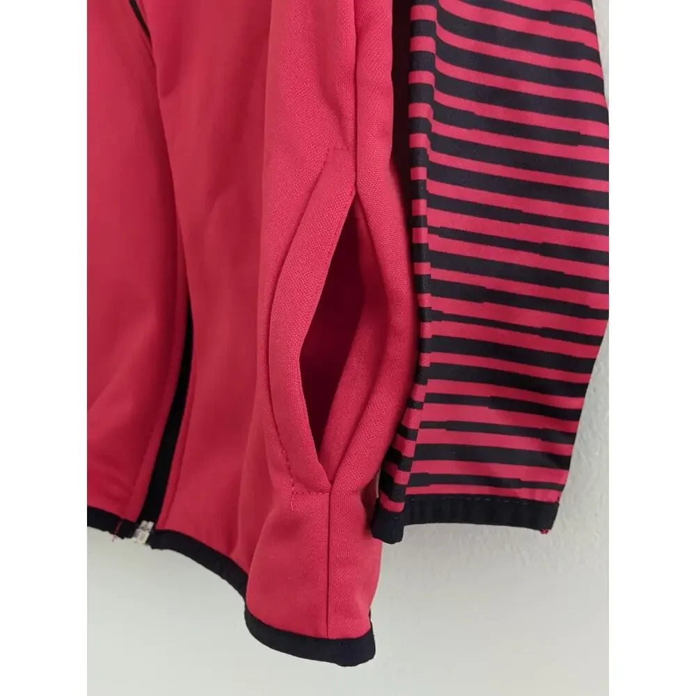 Xersion Red Zip-up Hoodie Sz XXS/4-5 Black Stripe Hood Pockets